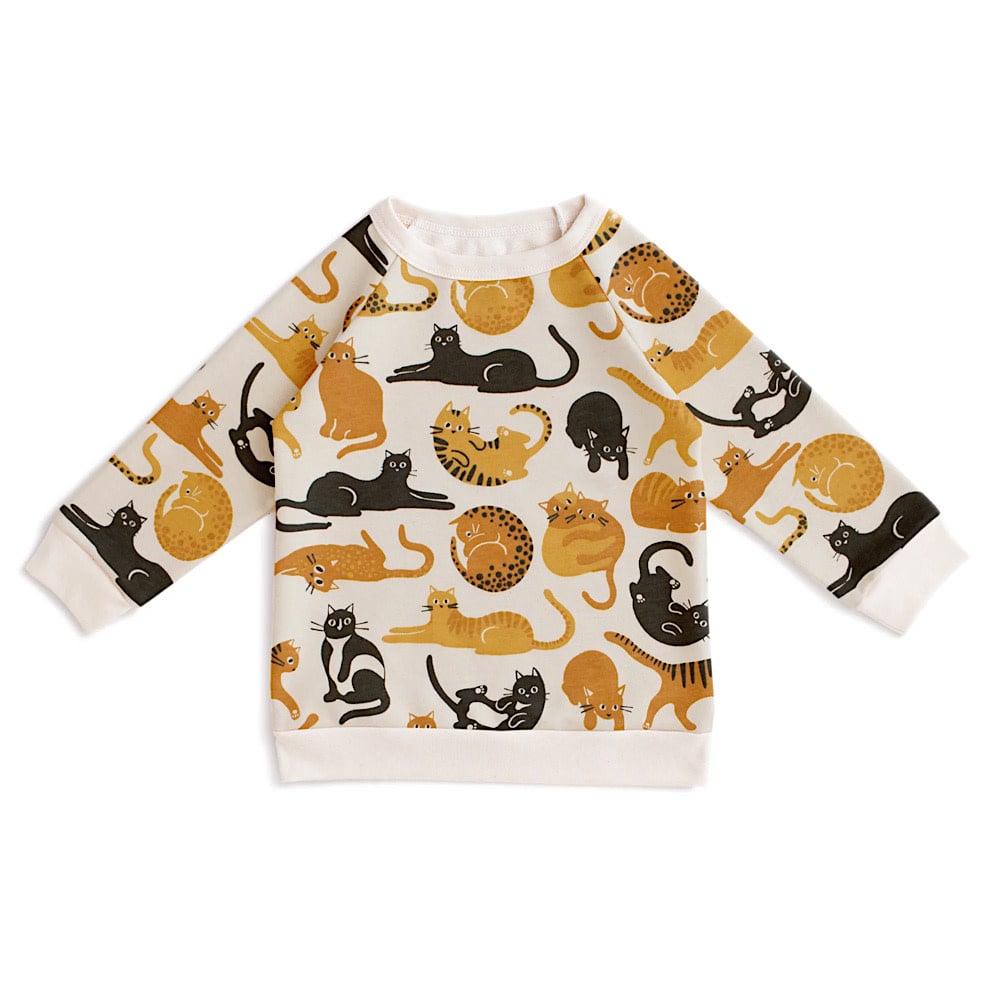 Winter Water Factory Winter Water Factory Sweatshirt - Cat Friends Gold & Yellow