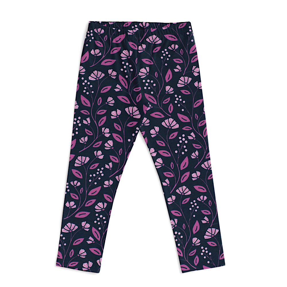Winter Water Factory Leggings - Flower Vines Night Sky & Orchid