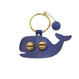 New England Bells Brass Door Chime Bell - Whale - Blue