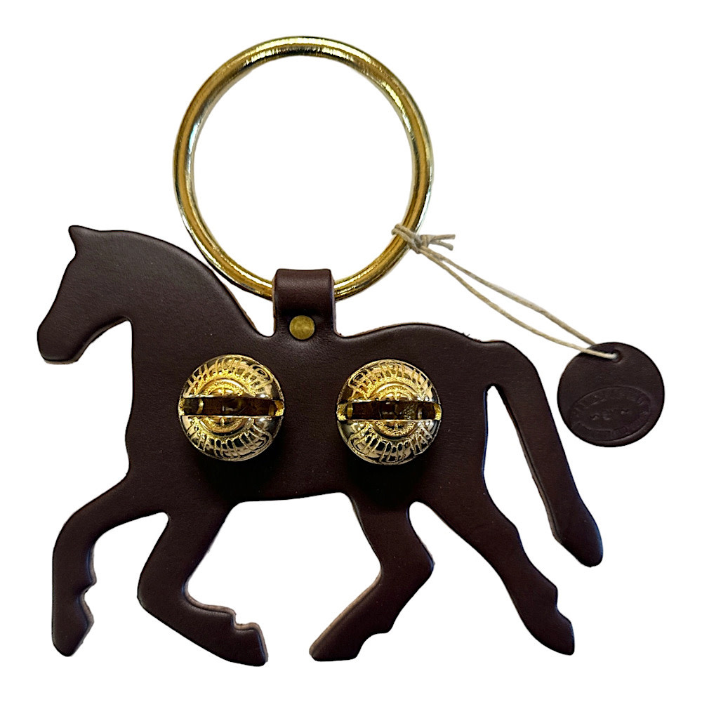 New England Bells Brass Door Chime Bell - Trotting Horse - Dark Brown