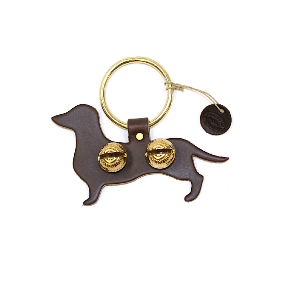 New England Bells Brass Door Chime Bell - Dachshund - Dark Brown