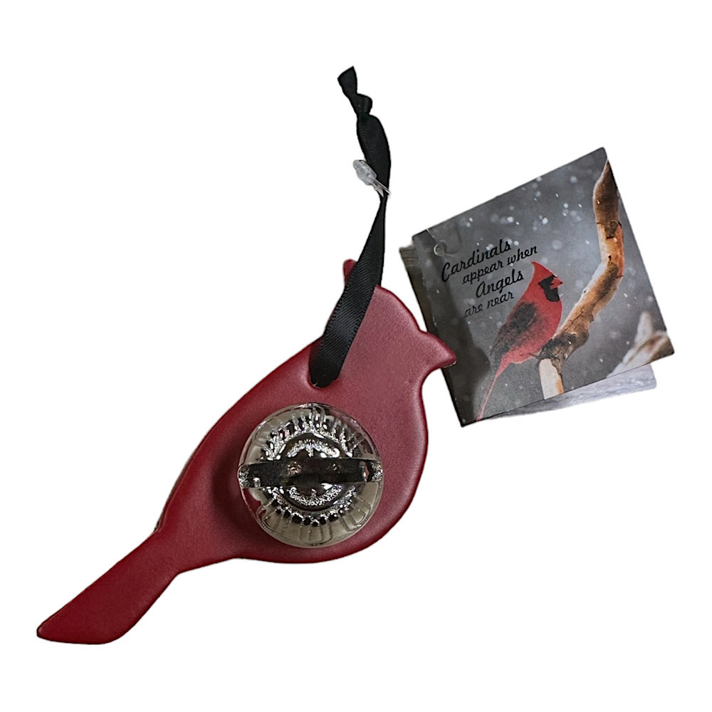 New England Bells Keepsake Brass Bell - Cardinal - Black Ribbon