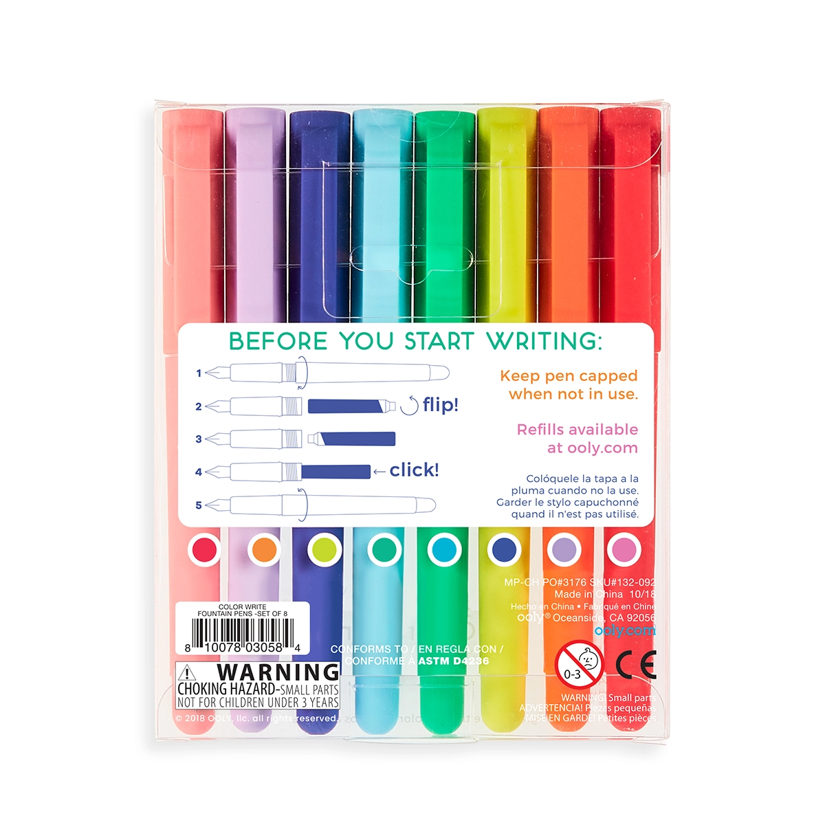 Ooly - Color Write Fountain Pens - Set of 8
