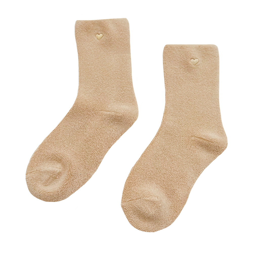 Le Bon Shoppe Le Bon Shoppe Embroidered Cloud Socks - French Vanilla Gold Heart