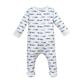 Feather Baby Feather Baby Zip Footie Romper - Choo Choo