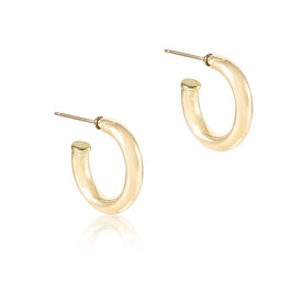 ENewton ENewton - Round Gold Post Hoop Earring -  1 Inch - 4mm