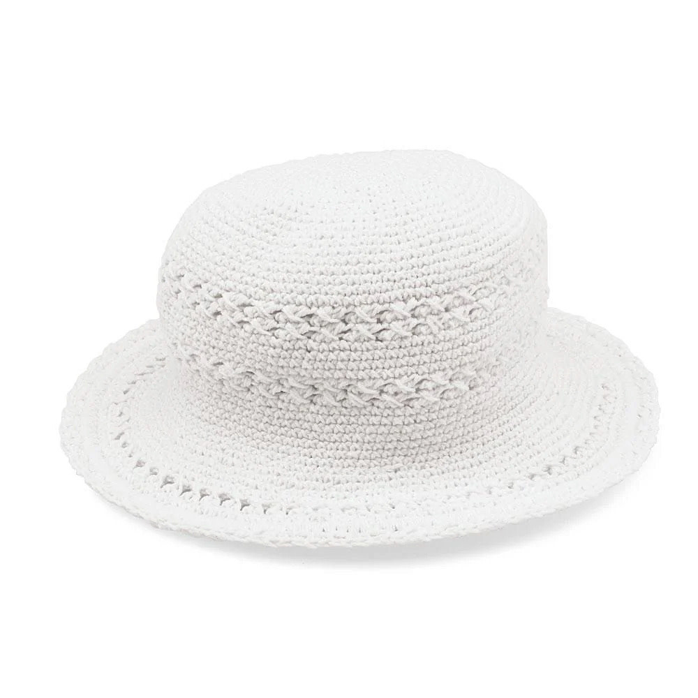 San Diego Hat Company Kids Crochet Cotton Hat - White 4-6Y