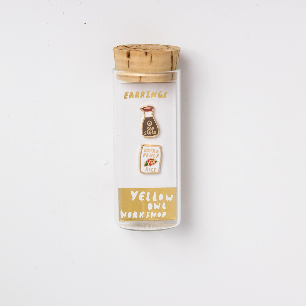 Yellow Owl Workshop - Earrings - Rice & Soy Sauce