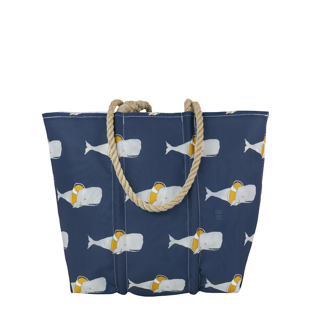 Sea Bags x Sara Fitz - Whales - Medium Tote - Hemp Handle