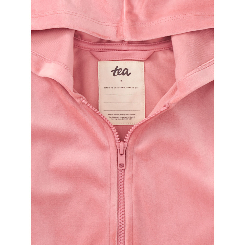 Tea Collection Pom Pom Ear Velour Hoodie - Mauveglow