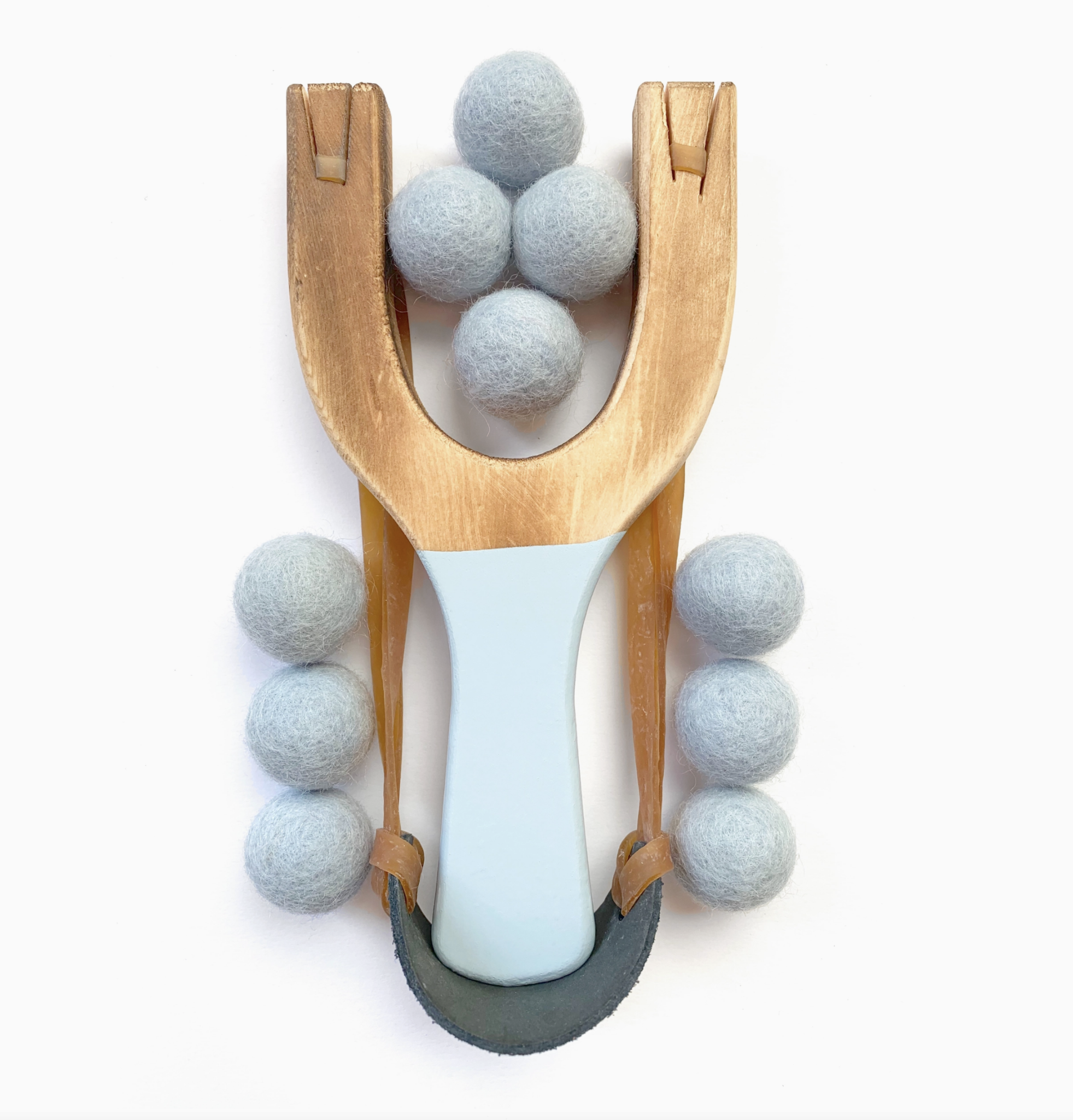 Little Lark Wooden Slingshot - Cloud Blue Handle with Cloud Blue Felt Balls