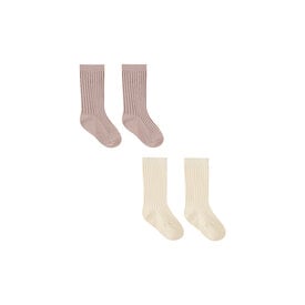 Quincy Mae Quincy Mae Socks Set - Natural/Mauve