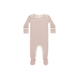 Quincy Mae Quincy Mae Ribbed Footie Romper - Mauve Stripe