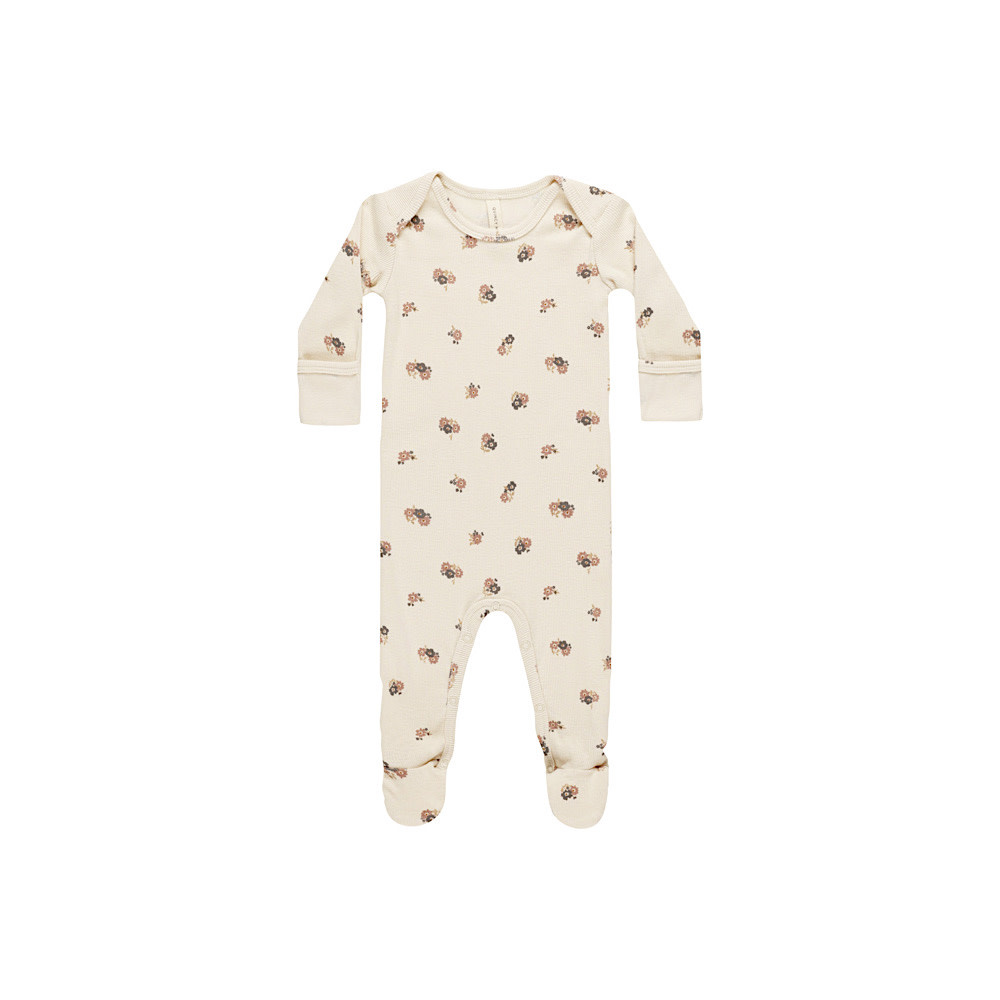 Quincy Mae Quincy Mae Ribbed Footie Romper - Wild Flowers