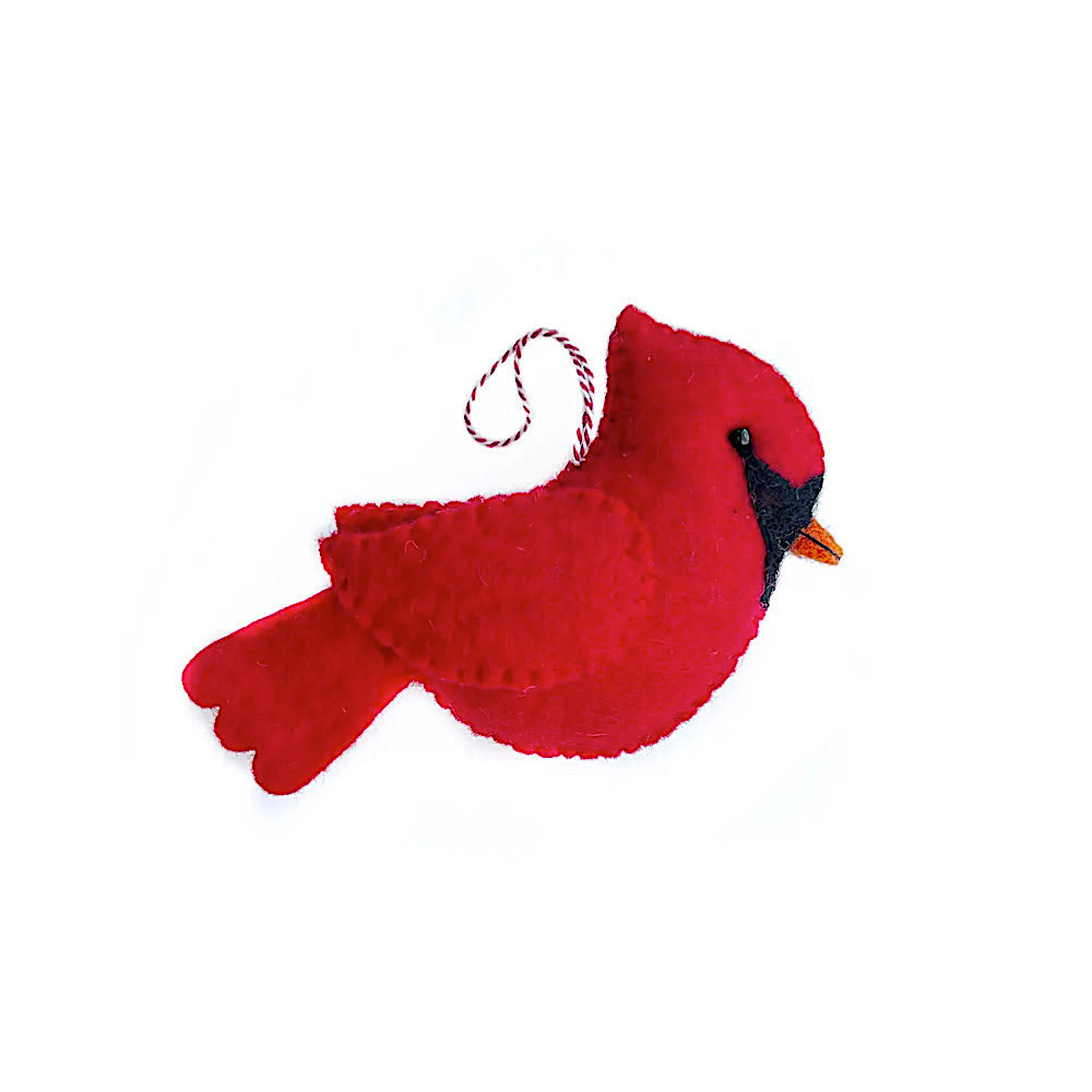 Cardinal Felt Wool Ornament  - Large