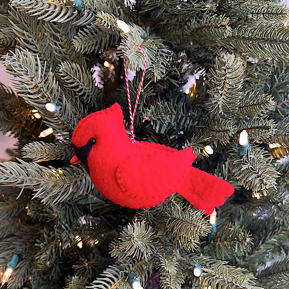 Cardinal Felt Wool Ornament  - Large