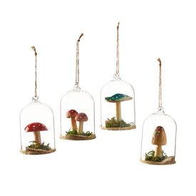 One Hundred 80 Degrees Mushroom in Glass Dome Assorted Ornament