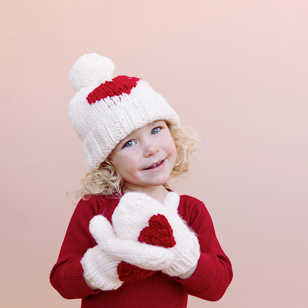The Blueberry Hill Baby Heart Mittens Red