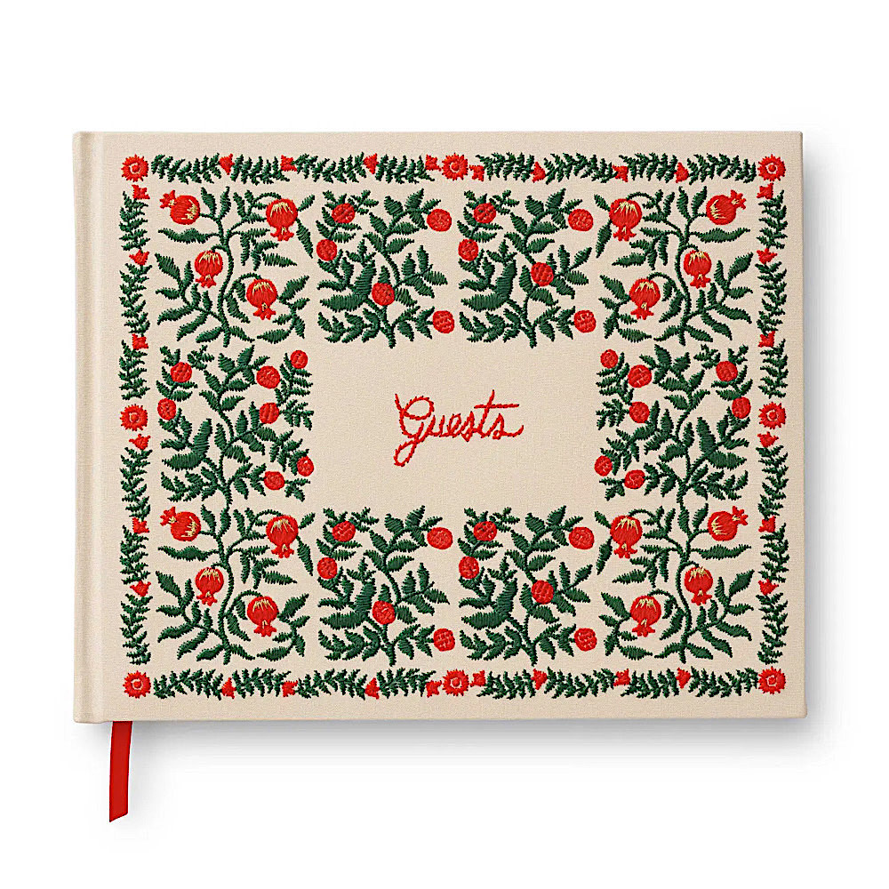 Rifle Paper Co. Rifle Paper Co. - Embroidered Guest Book - Christmastide Pomegranate