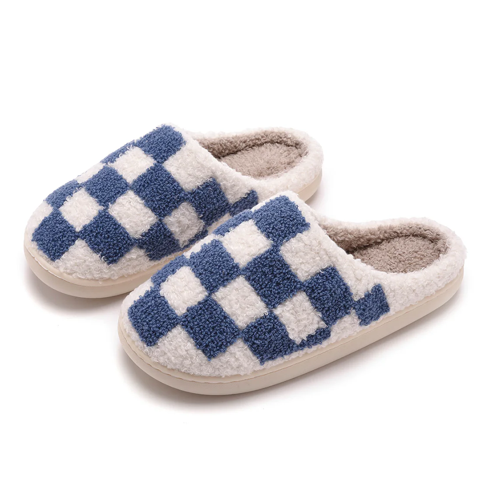 Shop Lev Shop Lev Plush Slipper - Blue Checker
