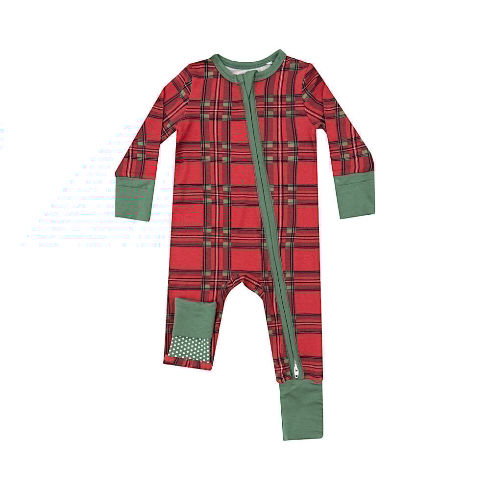 Angel Dear Angel Dear 2 Way Zipper Romper - Vintage Holiday Plaid