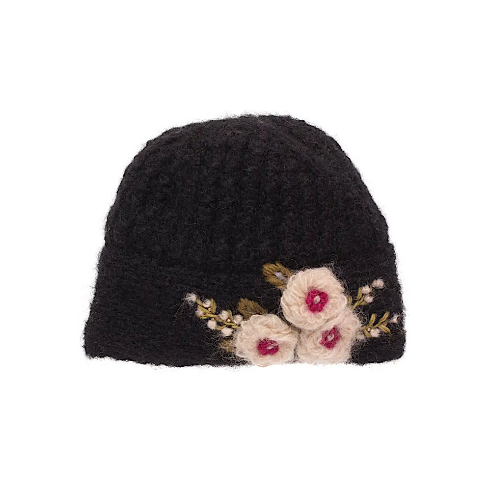French Knot Hat Mae Cloche - Black