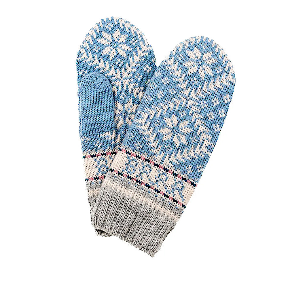 French Knot - Novelty Nordic Mitten - Light Blue