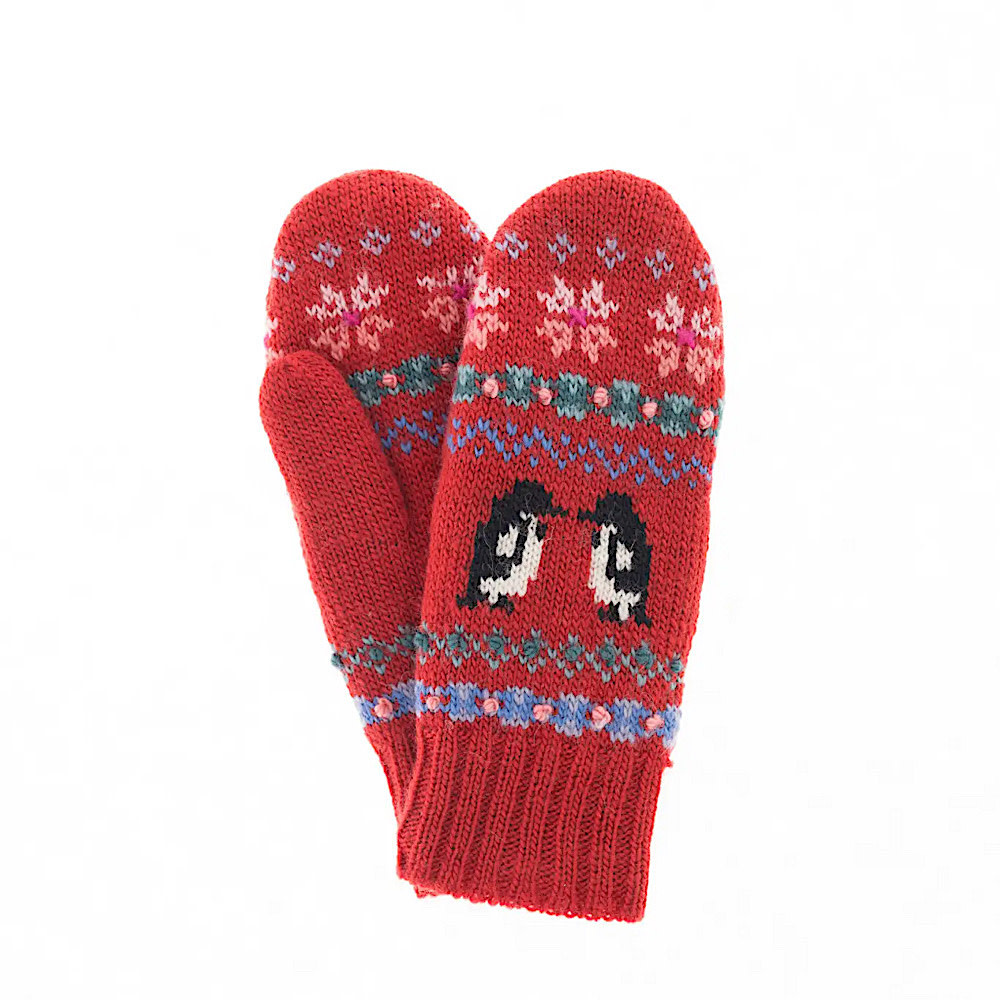 French Knot French Knot - Penguin Party Mittens - Red