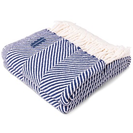 Faribault (Brahms Mount) Faribault (Brahms Mount) - Monhegan Cotton Throw  - White & Navy