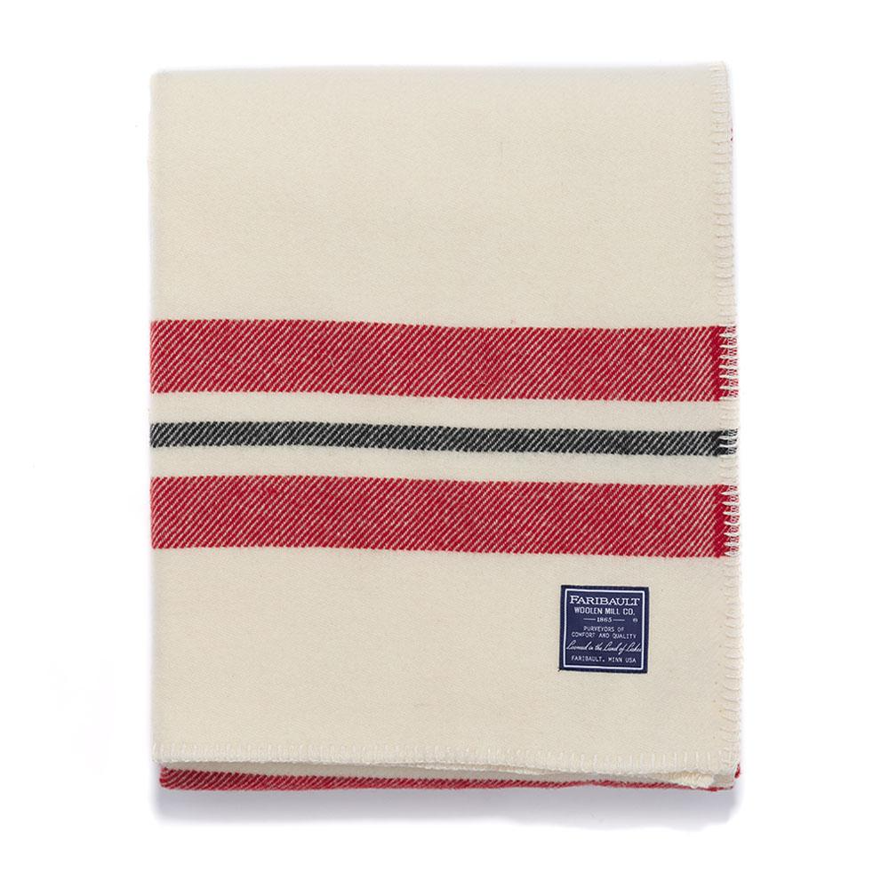 Faribault (Brahms Mount) - Cabin Wool Throw - Bone White/Red/Black
