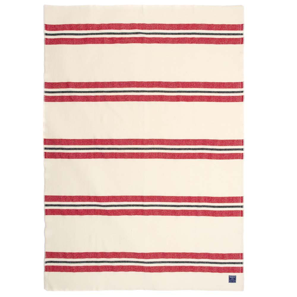 Faribault (Brahms Mount) - Cabin Wool Throw - Bone White/Red/Black