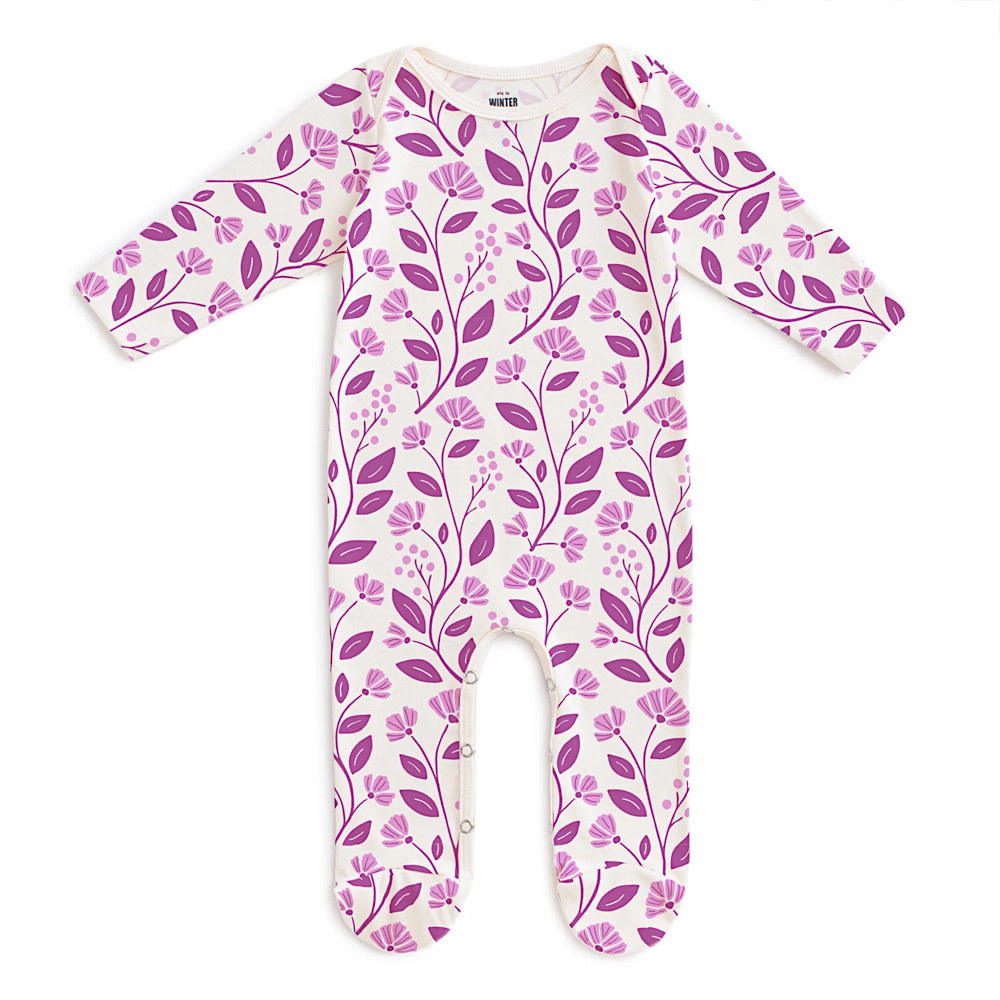 Winter Water Factory Footed Romper - Flower Vines Orchid