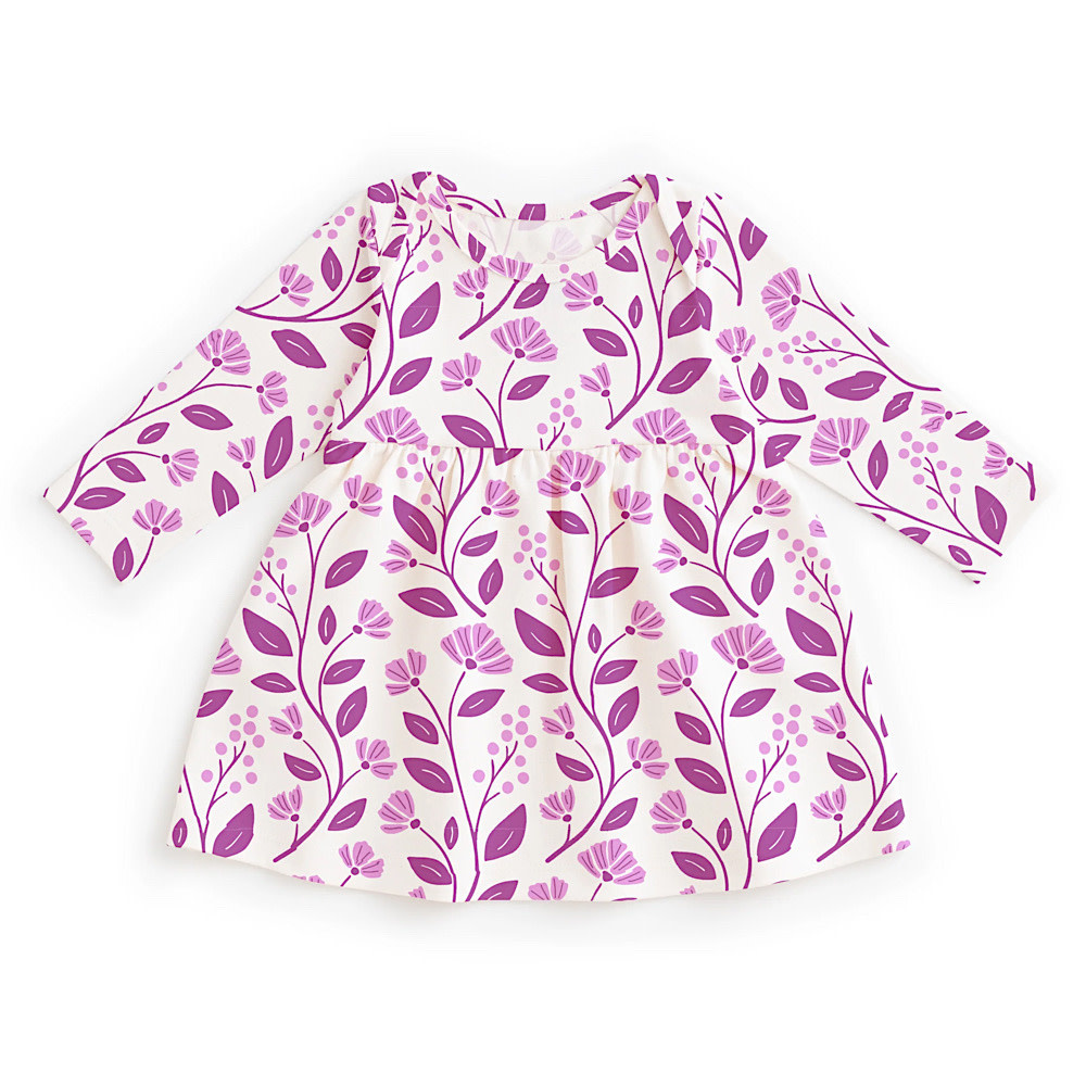 Winter Water Factory Winter Water Factory Lausanne Baby Dress - Flower Vines Orchid