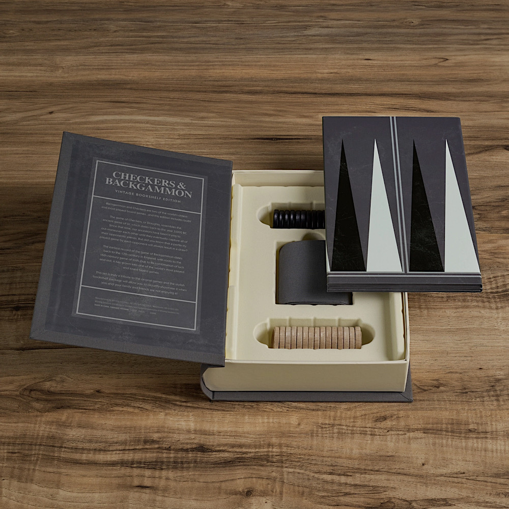 Checker & Backgammon Vintage Bookshelf Edition