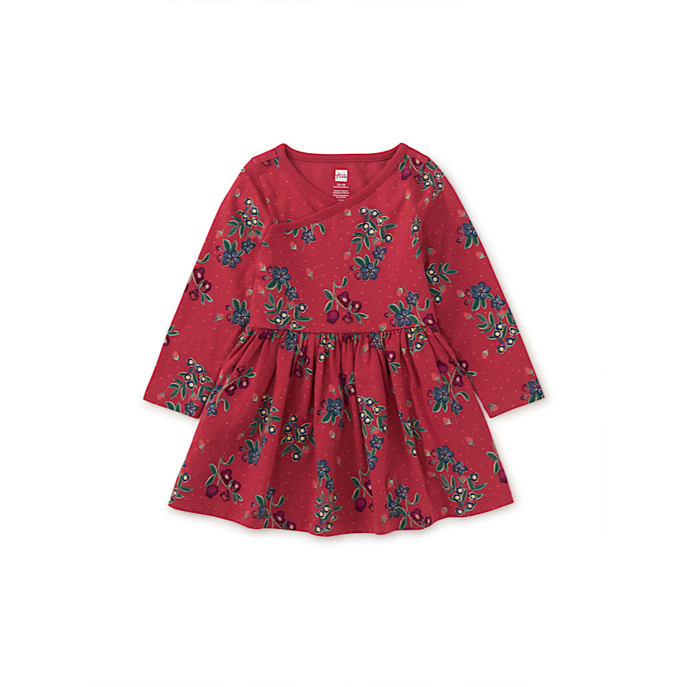 Tea Collection Tea Collection Long Sleeve Wrap Neck Dress - Turkish Tea Floral