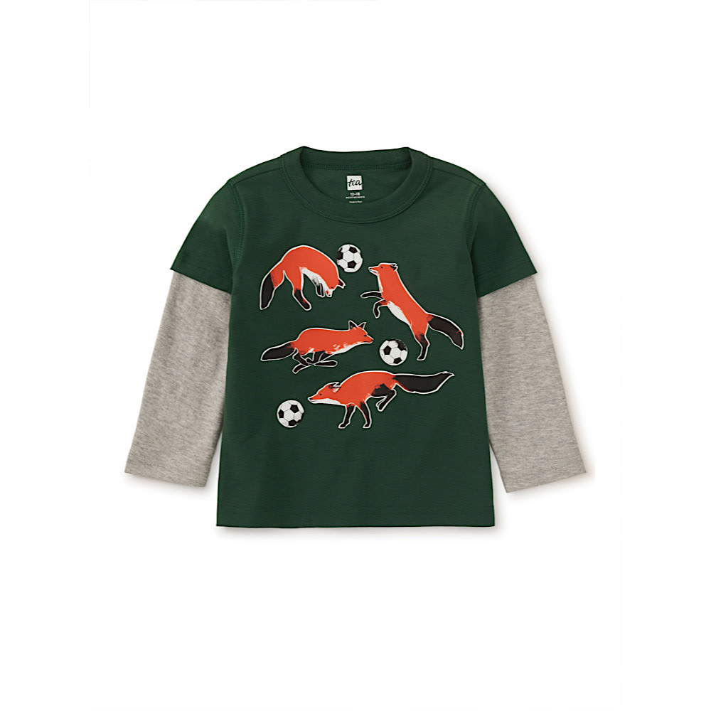 Tea Collection Footie Fox Layered Sleeve Tee - Pineneedle