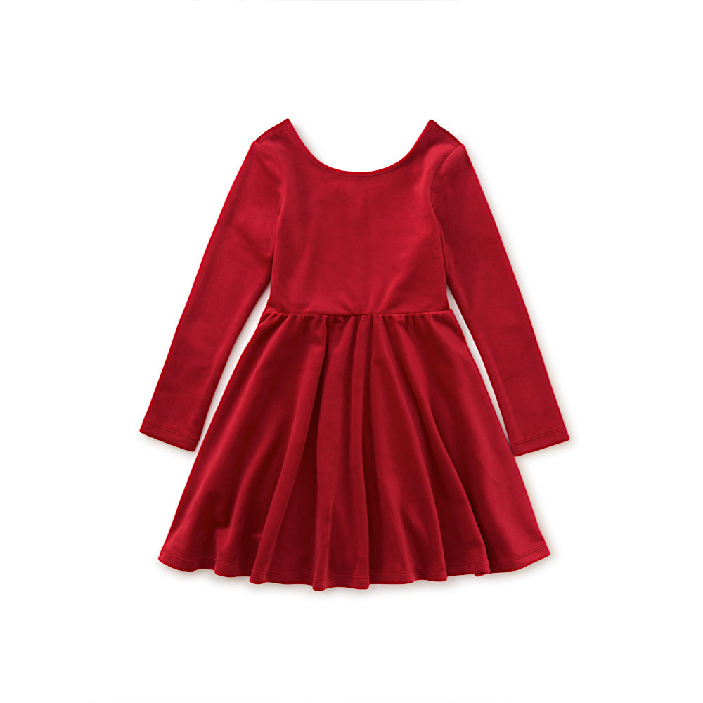 Tea Collection Velour Skater Dress - Red Wagon