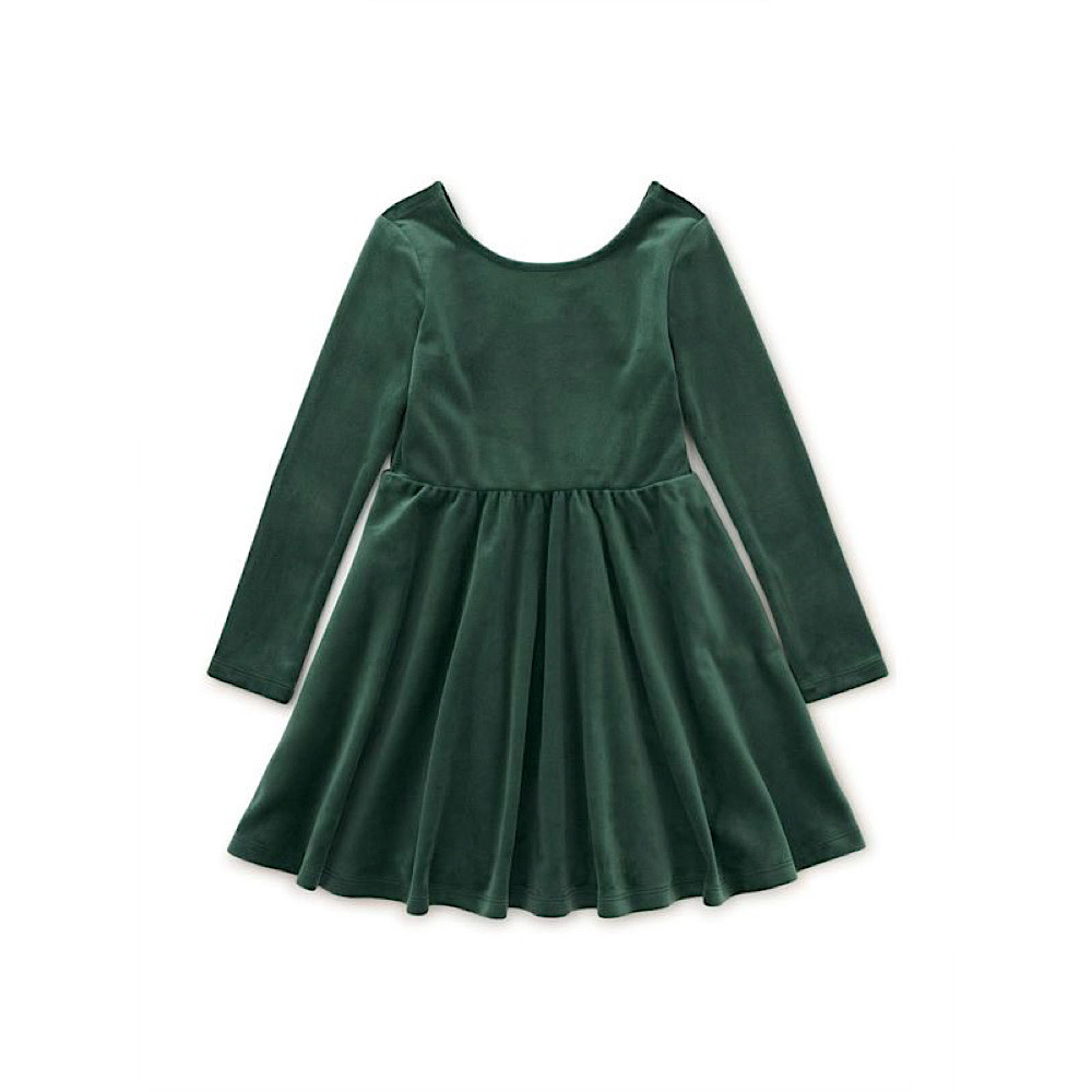 Tea Collection Velour Skater Dress - Pineneedle