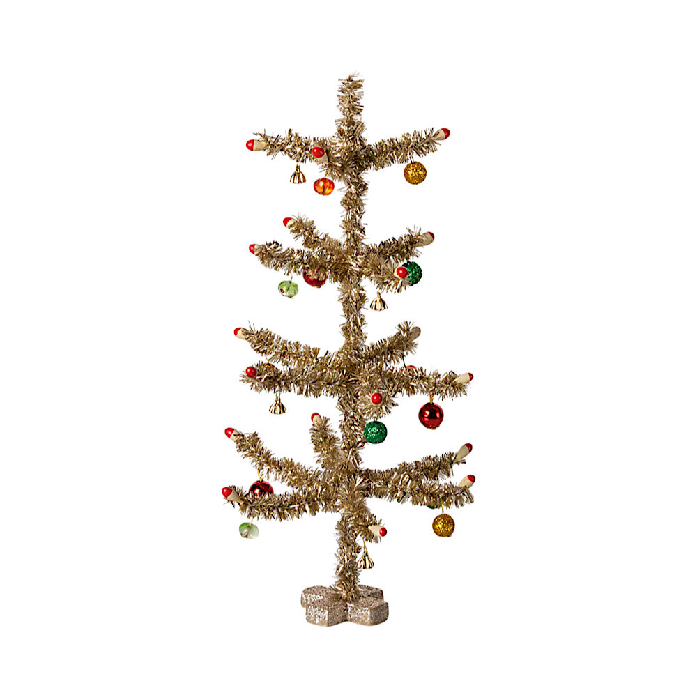 Maileg Gold Christmas Tree - Red & Green Ornaments