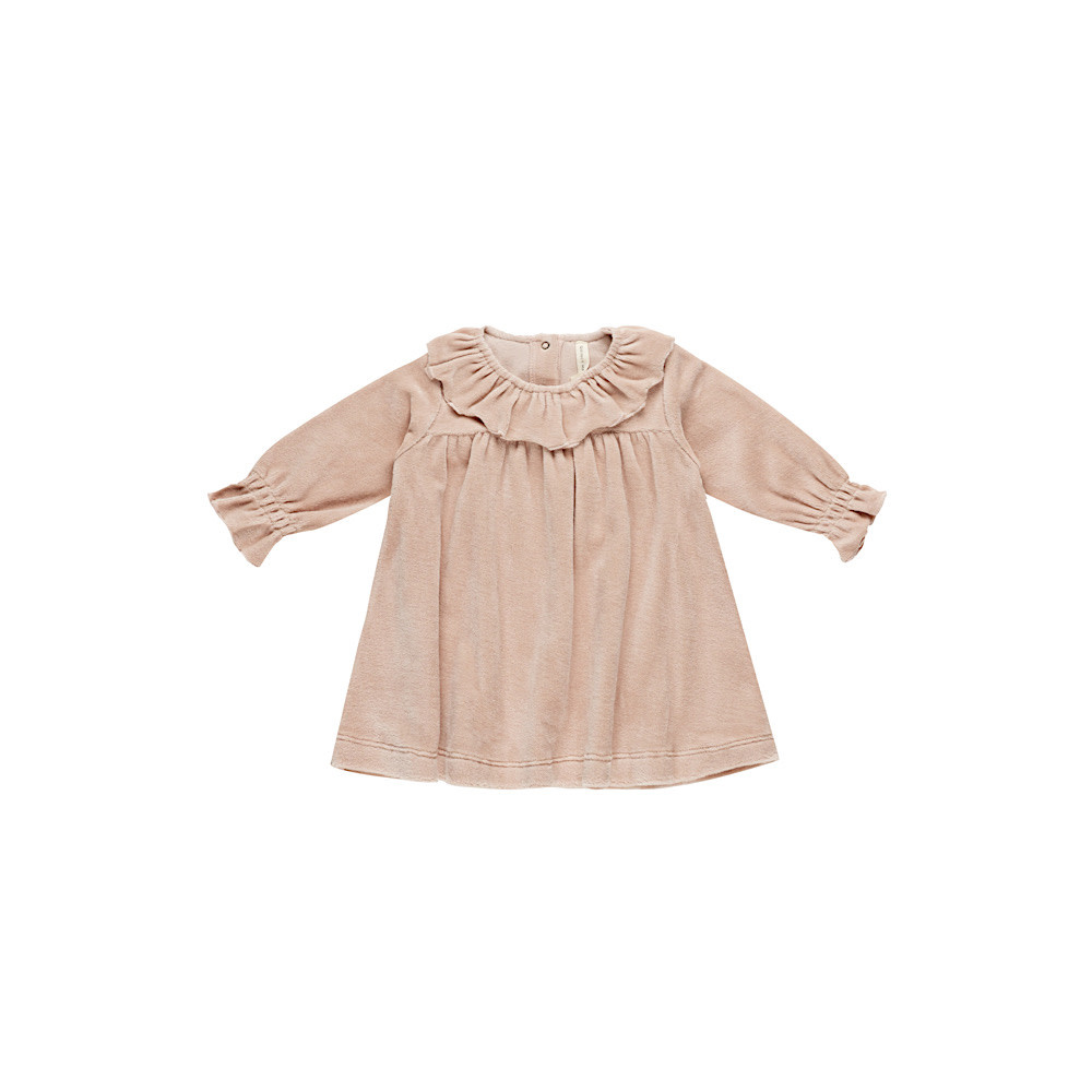 Quincy Mae Quincy Mae Velour Baby Dress - Blush