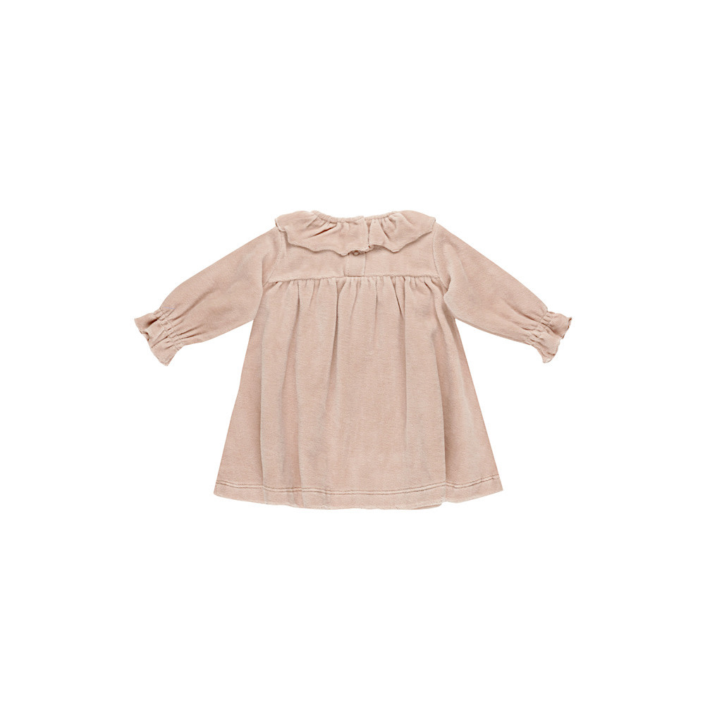 Quincy Mae Velour Baby Dress - Blush