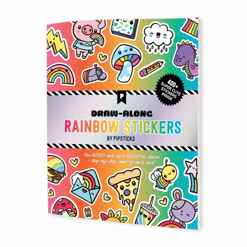 Pipsticks Pipsticks Draw Along Sticker Book - Rainbow