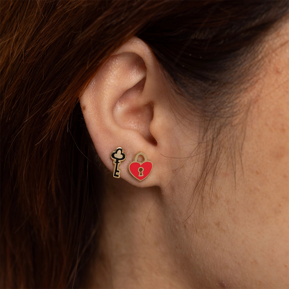 Yellow Owl Workshop - Earrings - Heart Lock & Key