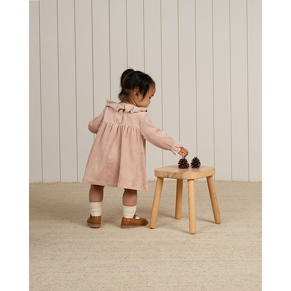 Quincy Mae Velour Baby Dress - Blush