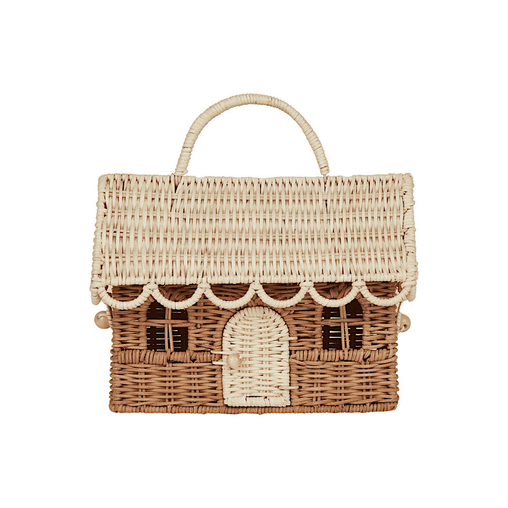 Olli Ella Rattan Gingerbread Case Clutch Natural Straw