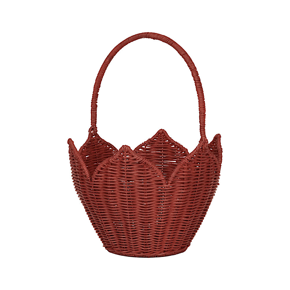 Olli Ella Rattan Poinsettia Carry Basket - Red