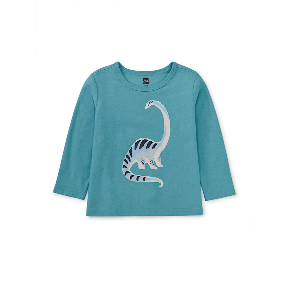 Tea Collection Long Neck Dino Baby Tee - Seashore