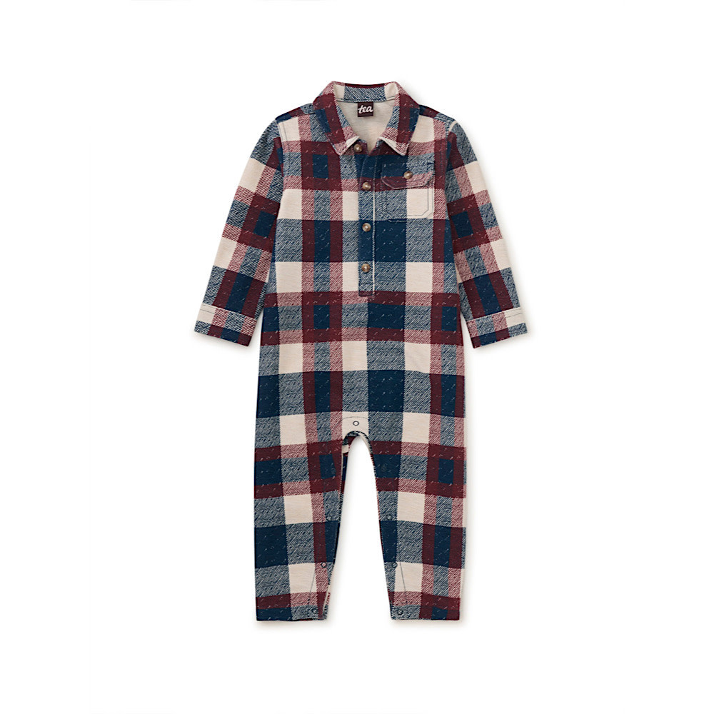 Tea Collection Collared Baby Romper - Cappadocia Plaid
