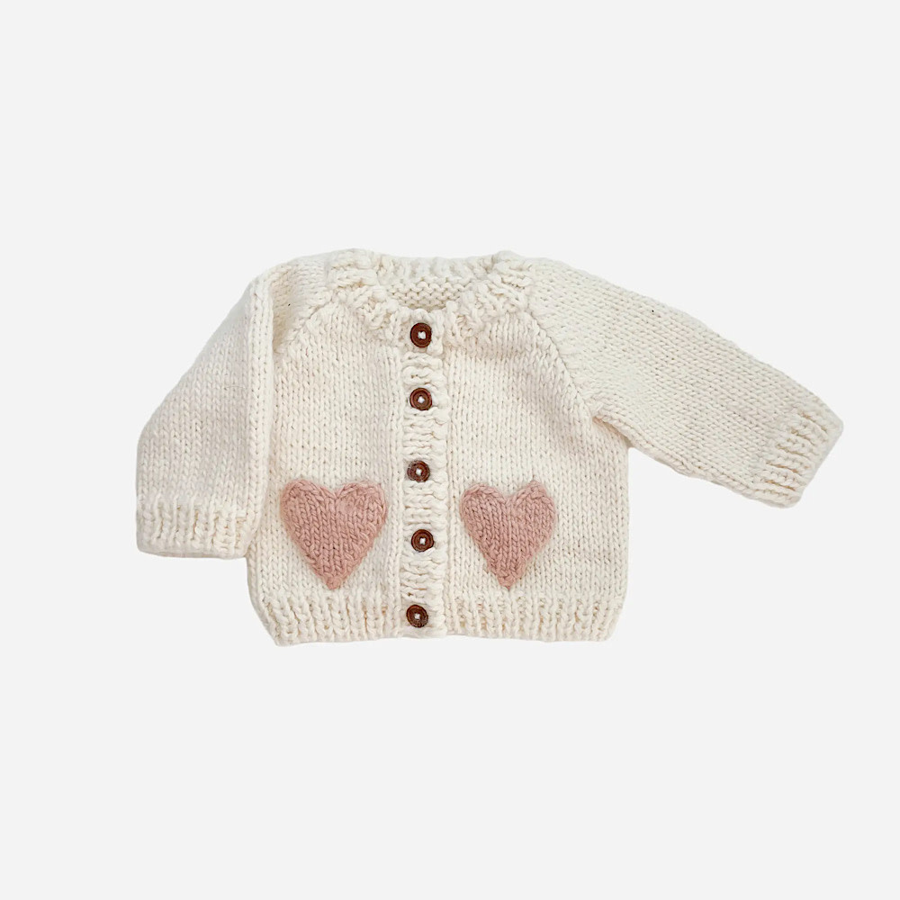 The Blueberry Hill Baby Heart Cardigan - Blush