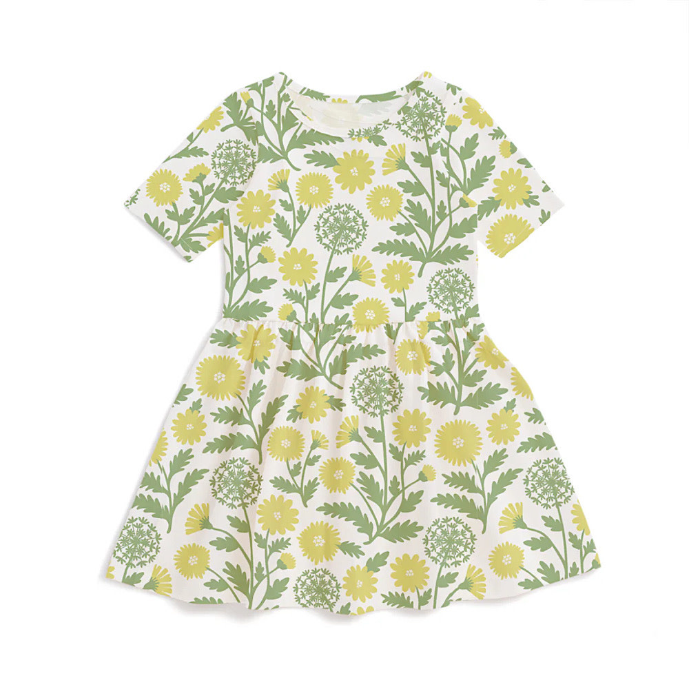 Winter Water Factory Winter Water Factory Alberta Dress - Dandelions Green & Yellow